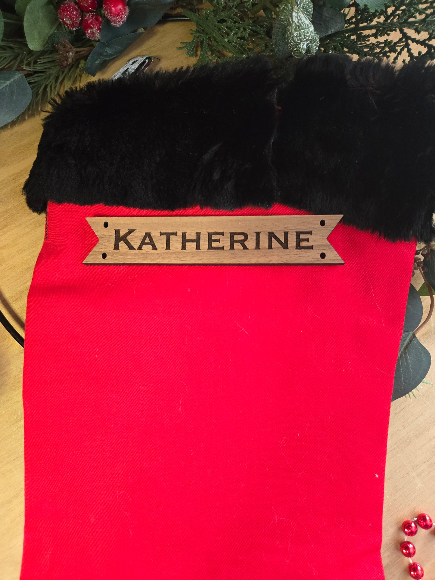 Walnut Horizontal Stocking tag - engraved