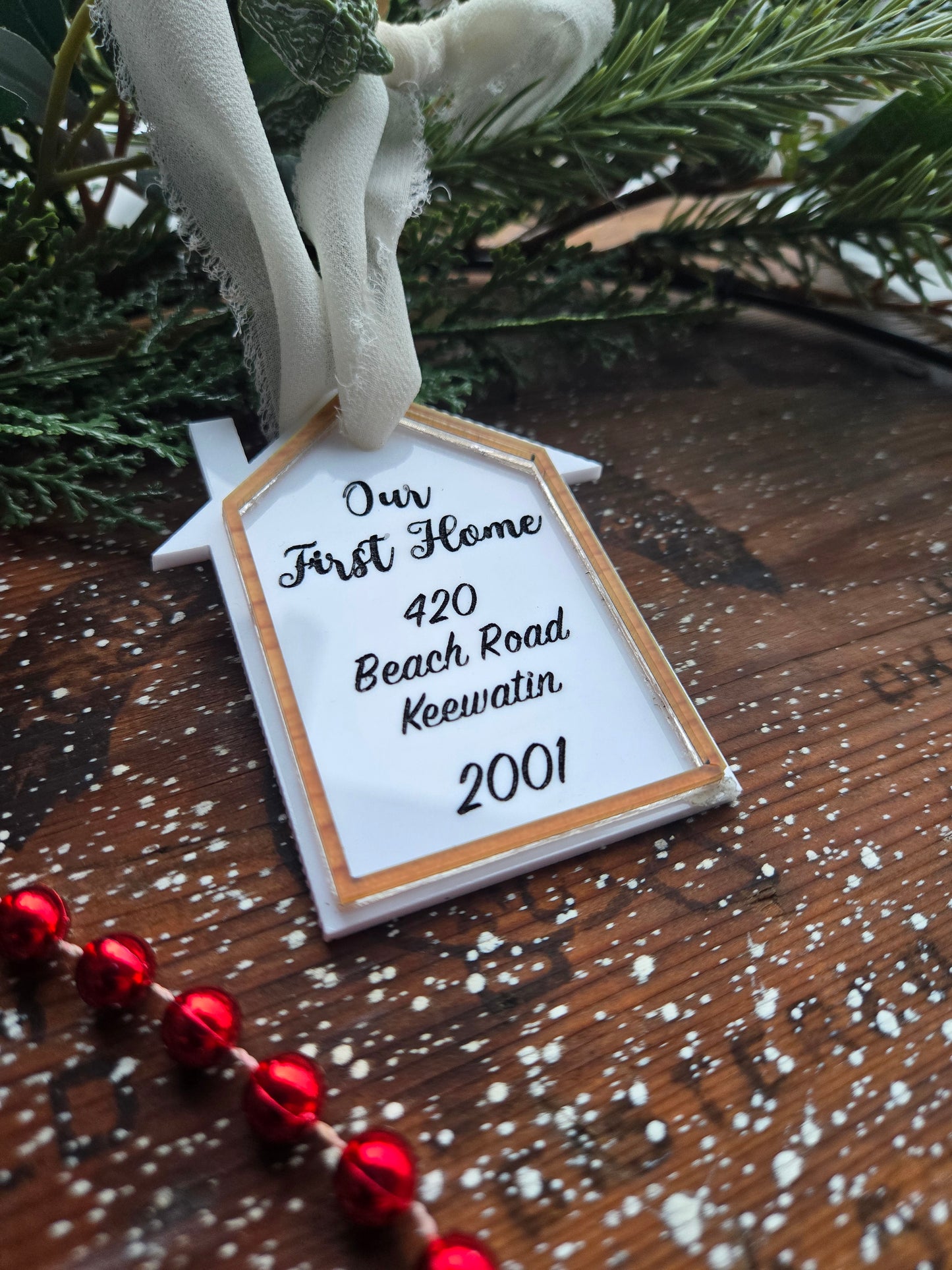 Personalized New House Ornament – Wood and Acrylic Keepsake