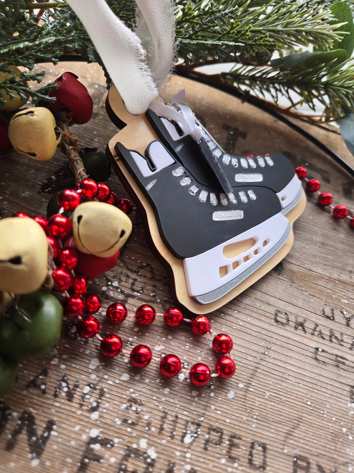 Personalized Hockey Skate Ornament – Wood and Acrylic Keepsake