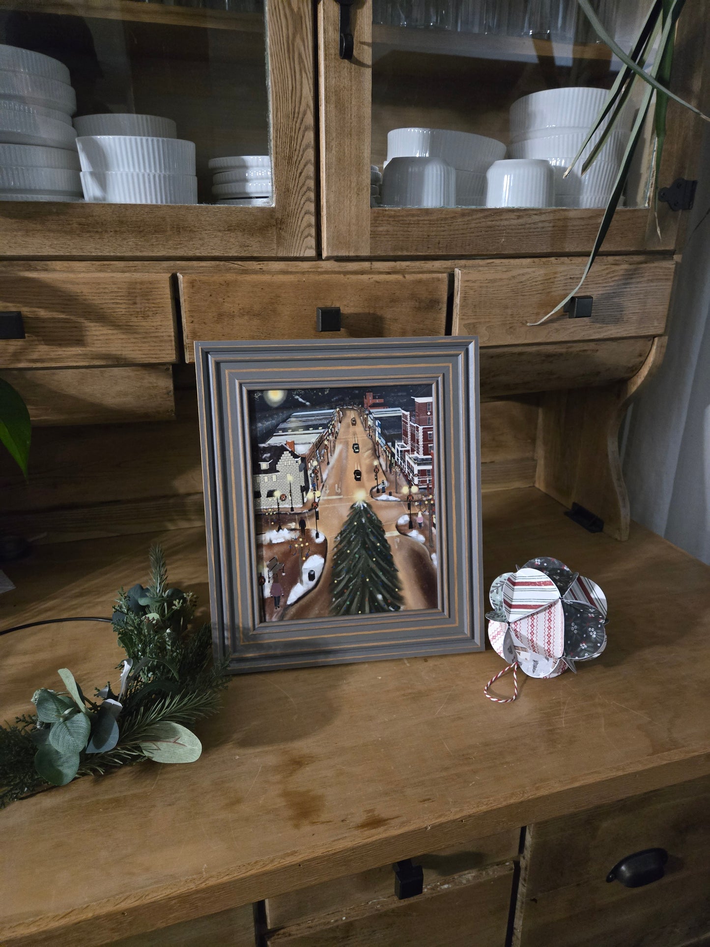 Kenora Christmas Tree Art Print – Downtown Holiday Scene 8"x10"