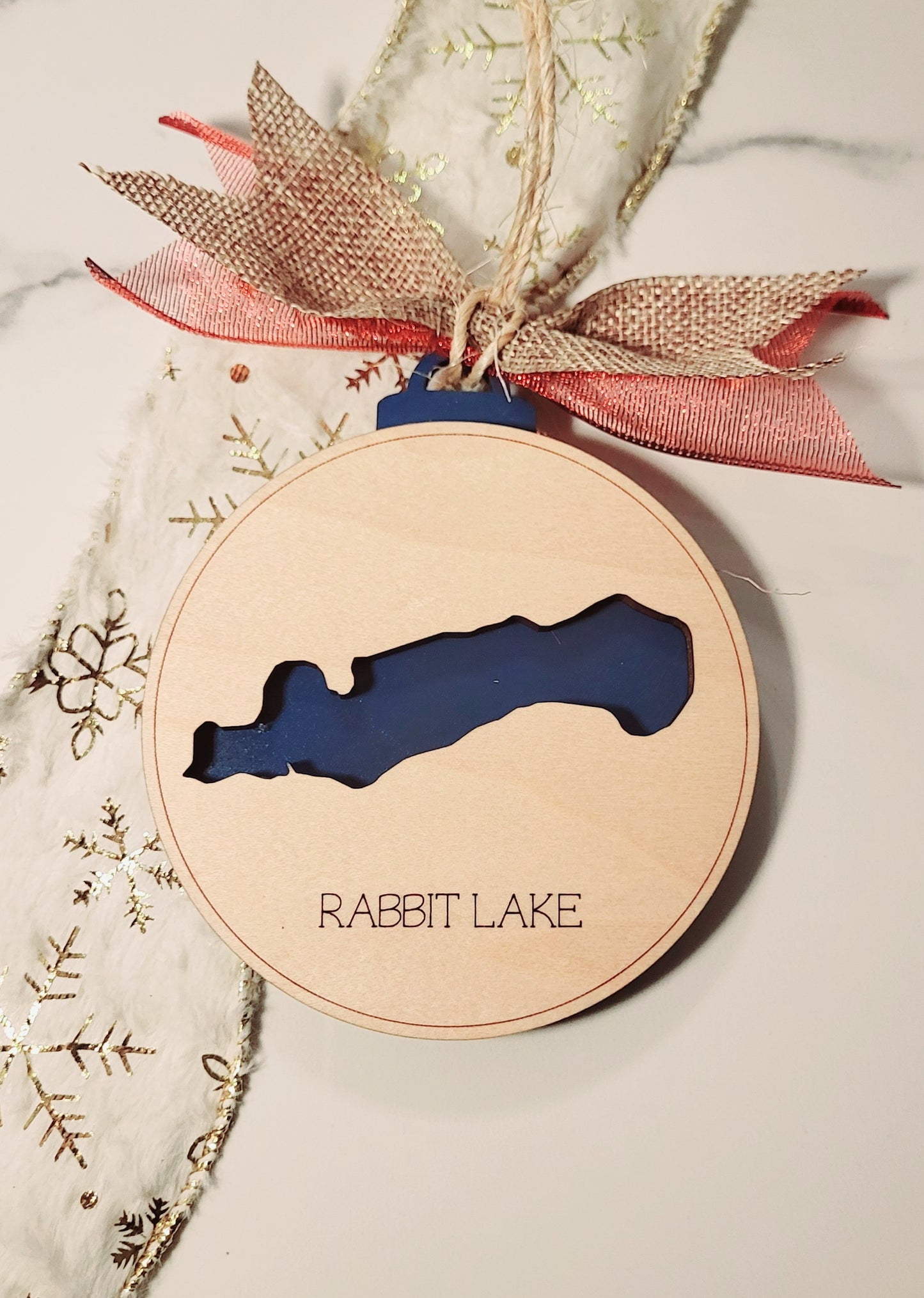 Rabbit Lake map Tree Ornament