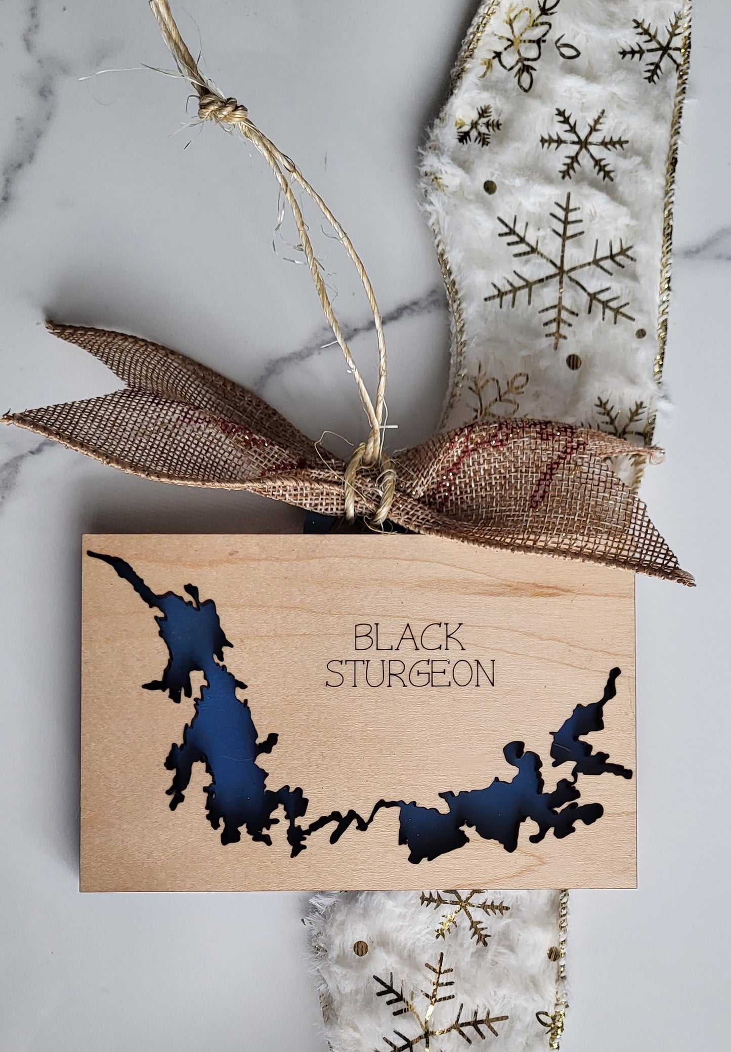 Black Sturgeon Horz. Tree Ornament