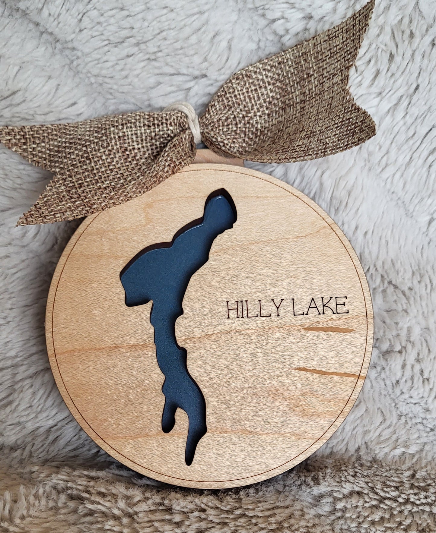 Hilly Lake map Tree Ornament