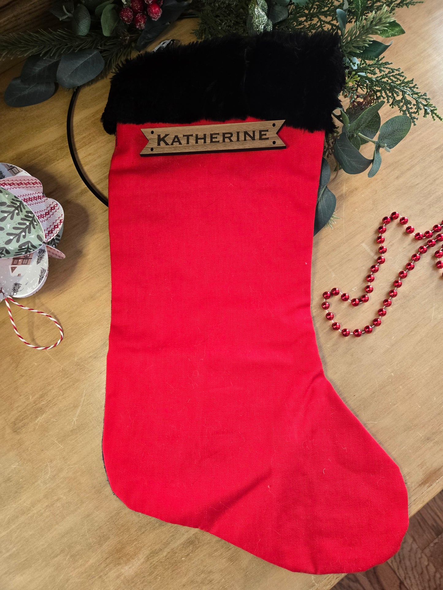 Walnut Horizontal Stocking tag - engraved