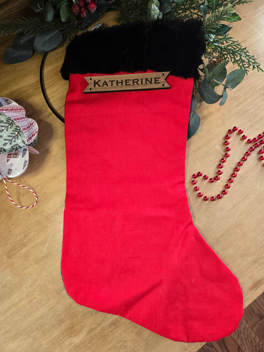 Walnut Horizontal Stocking tag - engraved