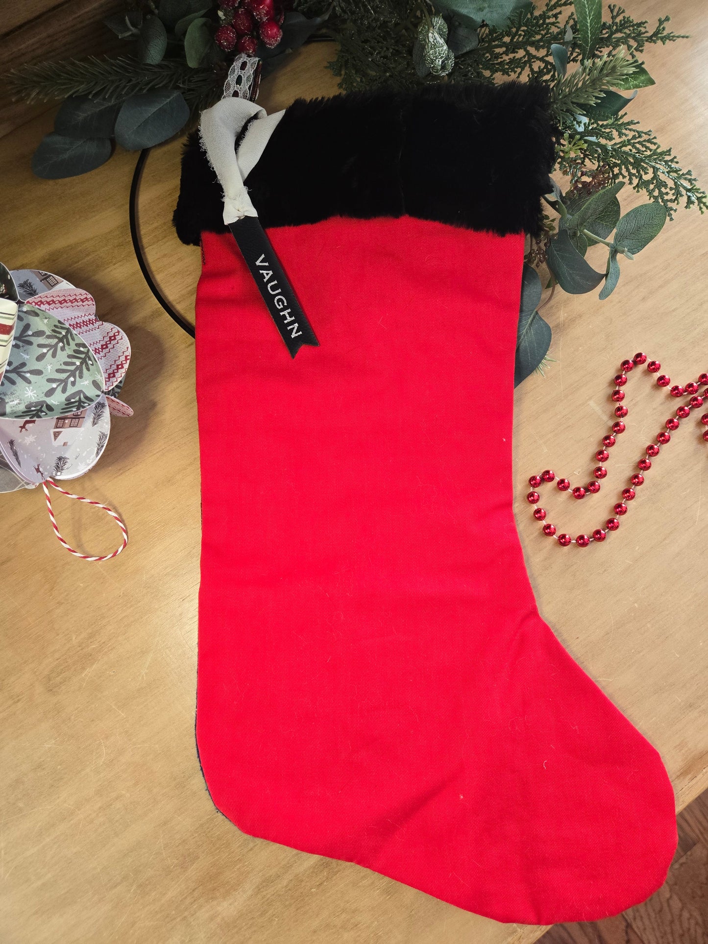 Leatherette Engraved Stocking tag - Black or Brown