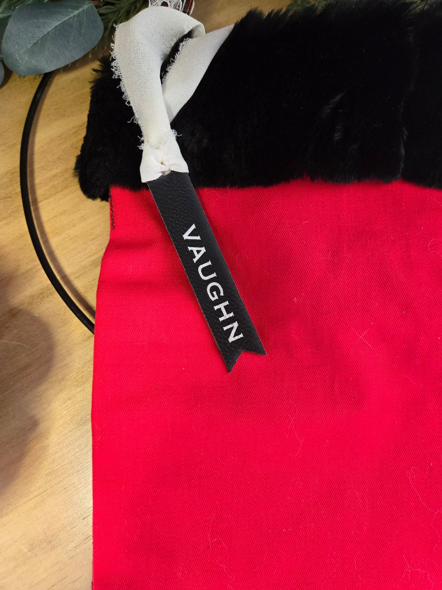 Leatherette Engraved Stocking tag - Black or Brown