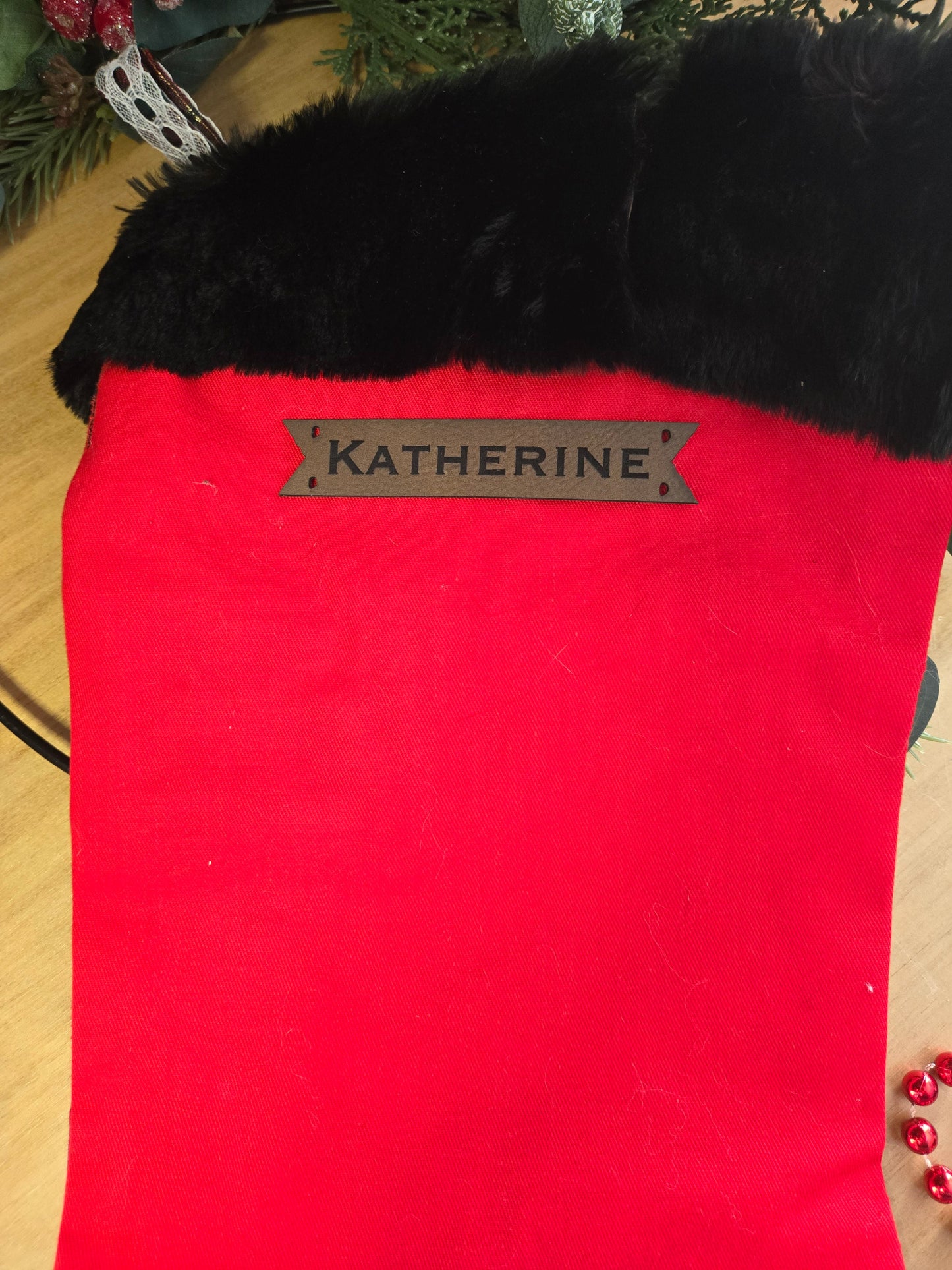 Leatherette Engraved Stocking tag - sewn on