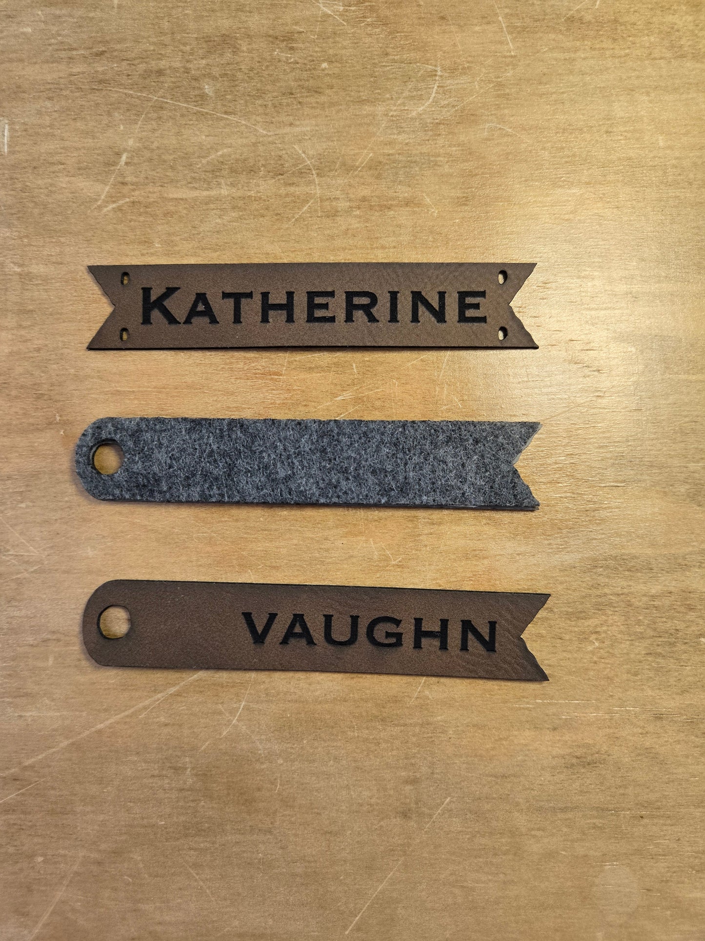 Leatherette Engraved Stocking tag - Black or Brown