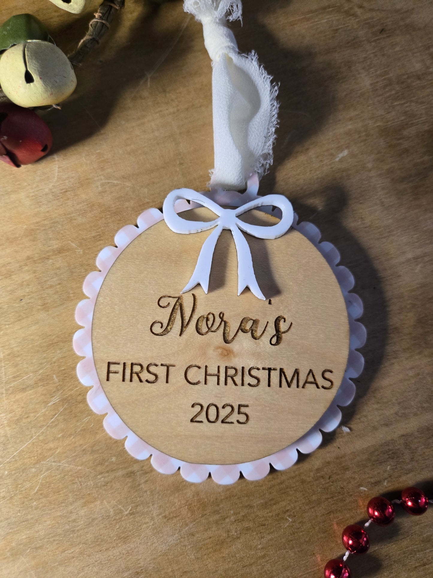 Baby’s First Christmas Ornament – Personalized Wood and Acrylic Keepsake