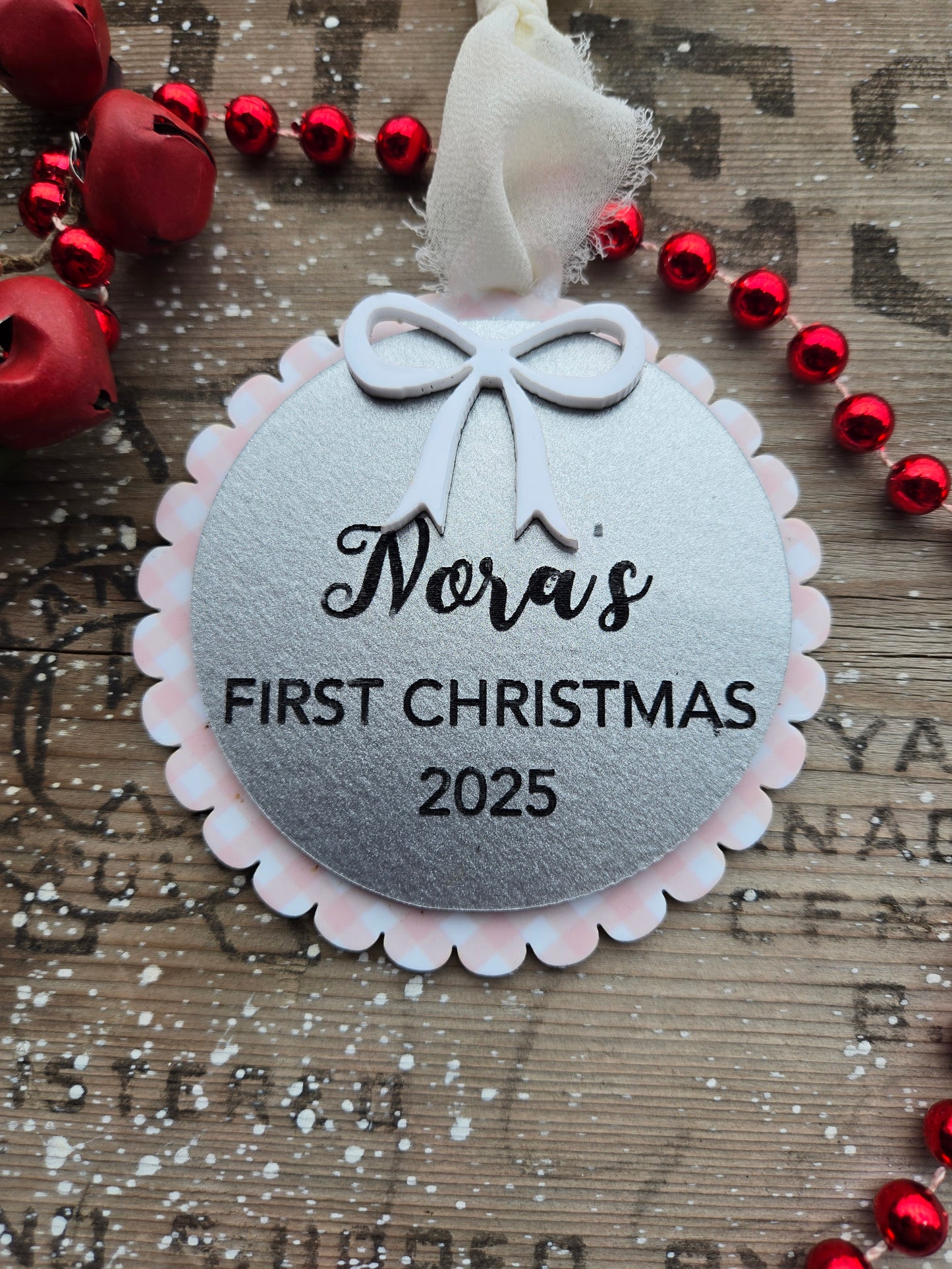 Baby’s First Christmas Ornament – Personalized Wood and Acrylic Keepsake