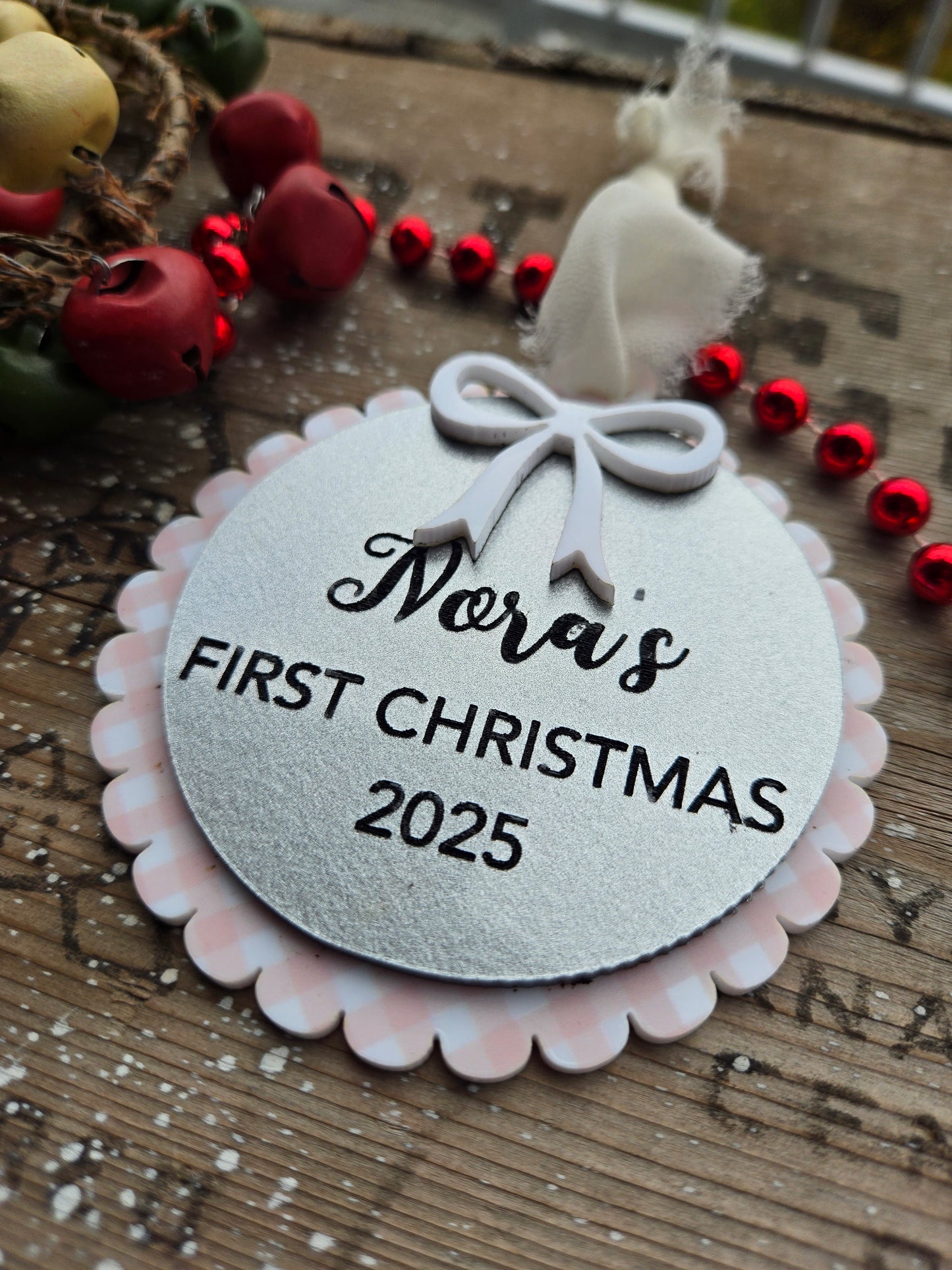 Baby’s First Christmas Ornament – Personalized Wood and Acrylic Keepsake
