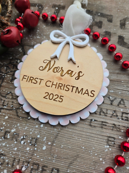 Baby’s First Christmas Ornament – Personalized Wood and Acrylic Keepsake