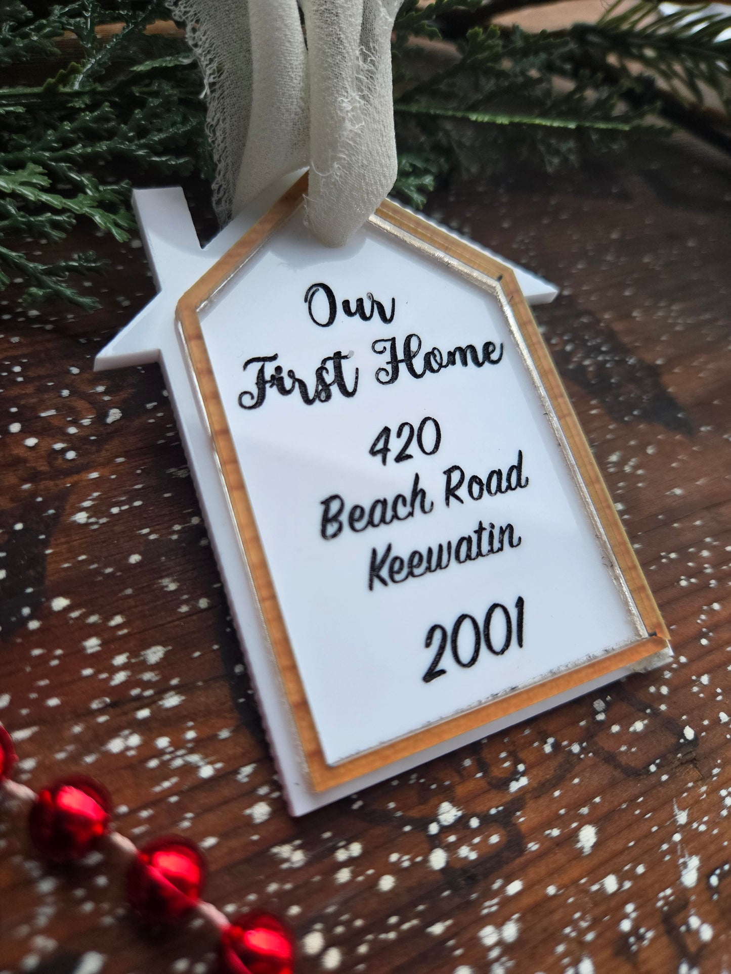 Personalized New House Ornament – Wood and Acrylic Keepsake