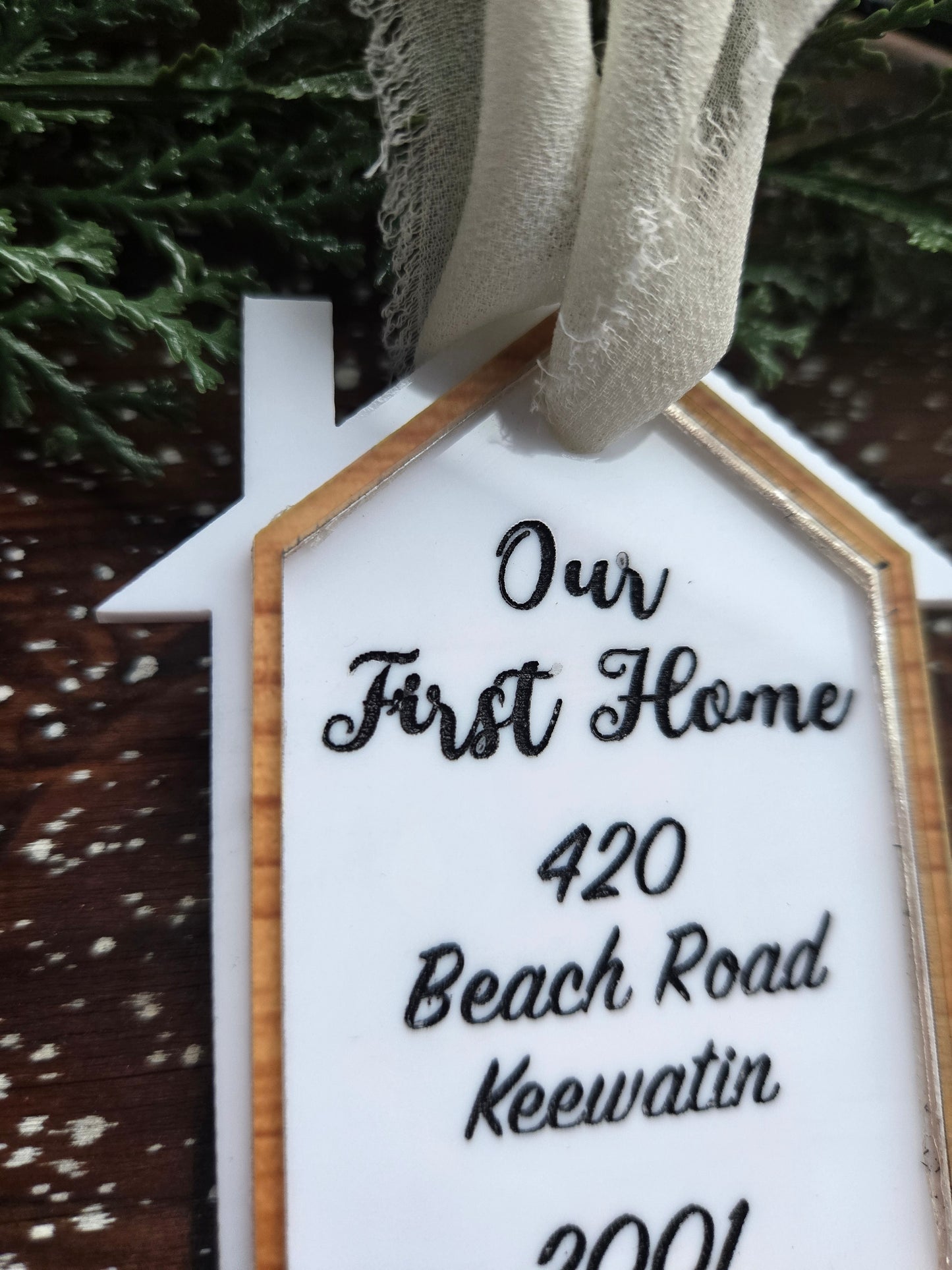 Personalized New House Ornament – Wood and Acrylic Keepsake