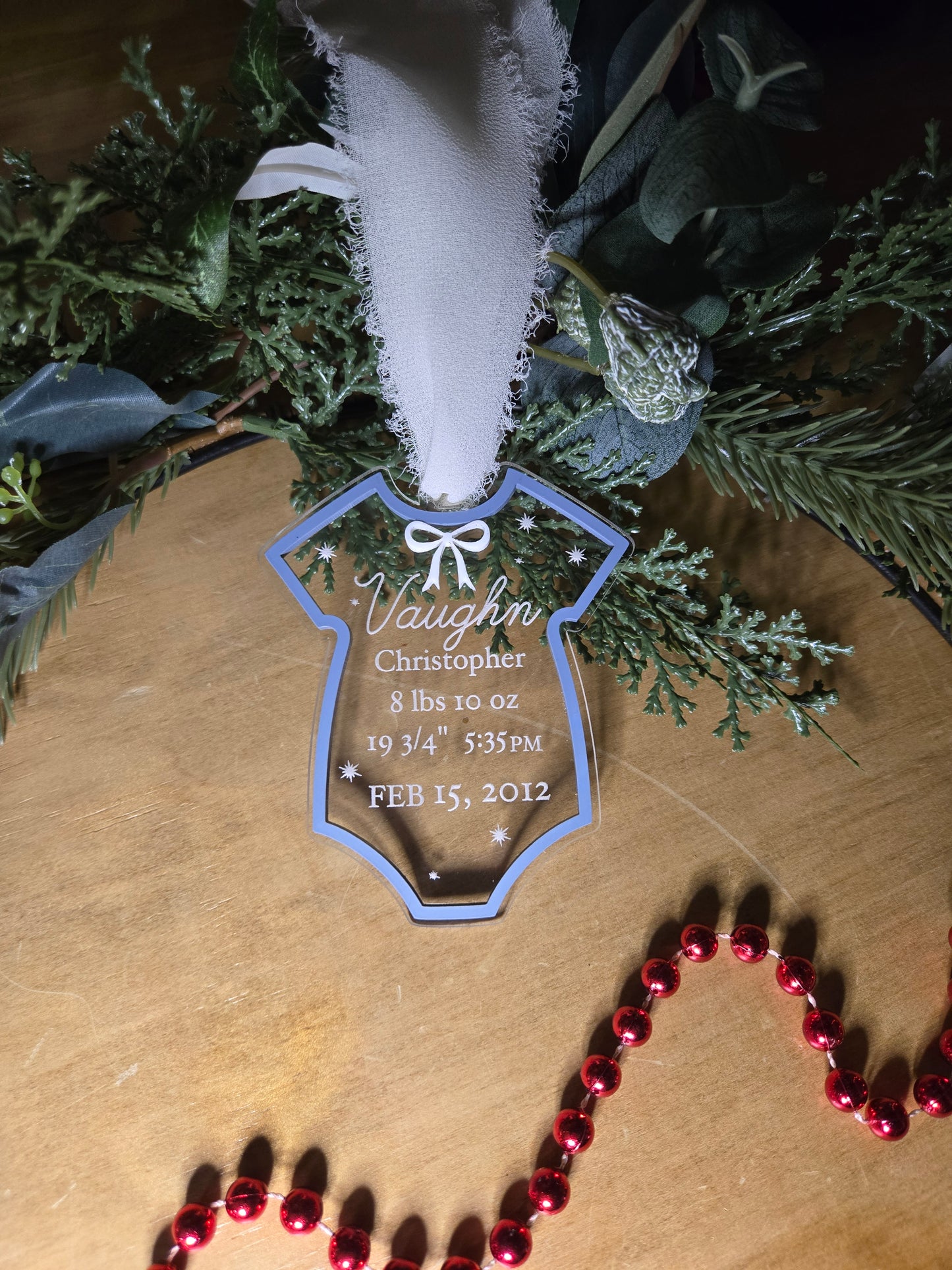 Personalized Baby Onesie Ornament – Custom Acrylic Newborn Keepsake