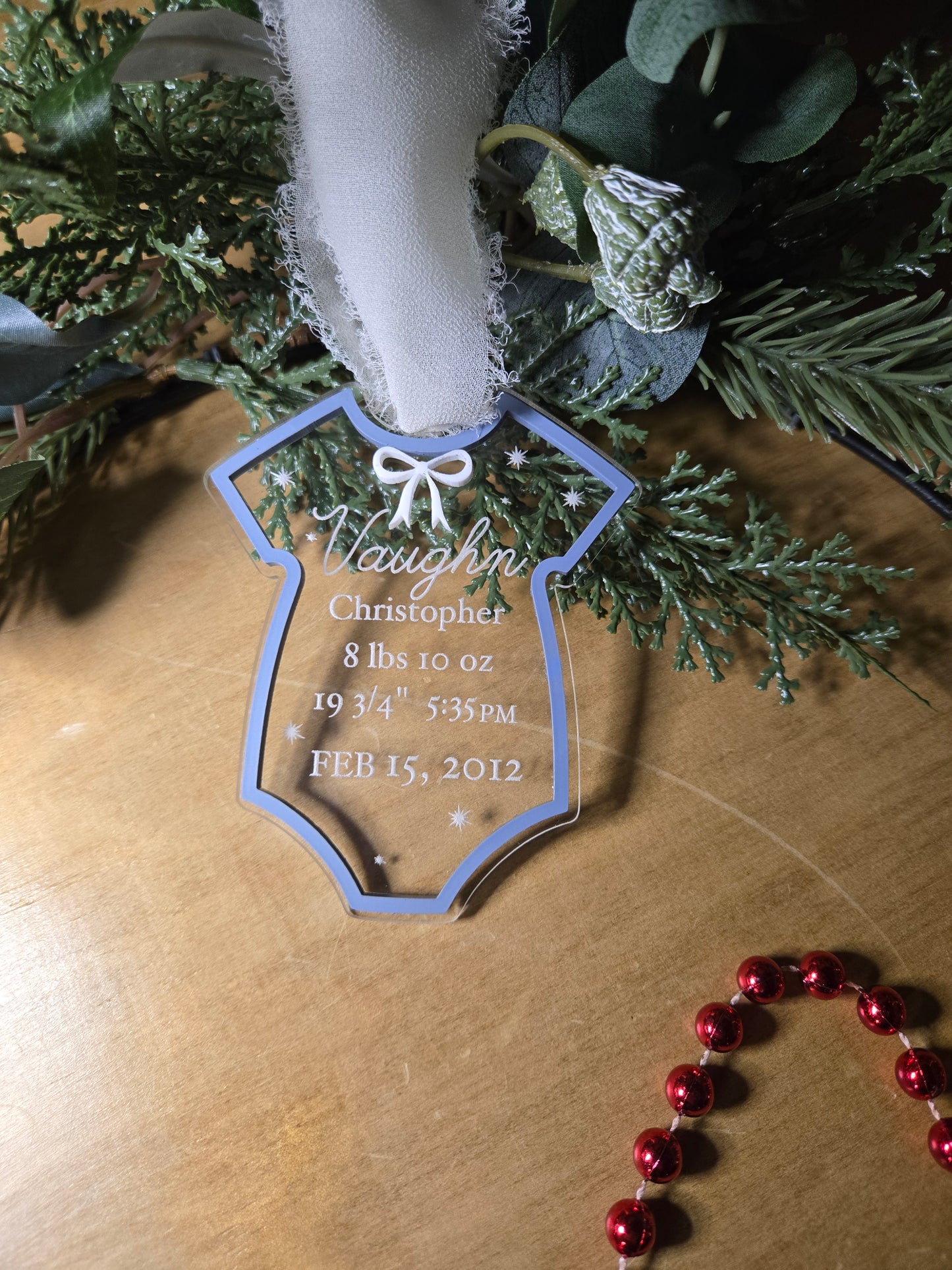 Personalized Baby Onesie Ornament – Custom Acrylic Newborn Keepsake