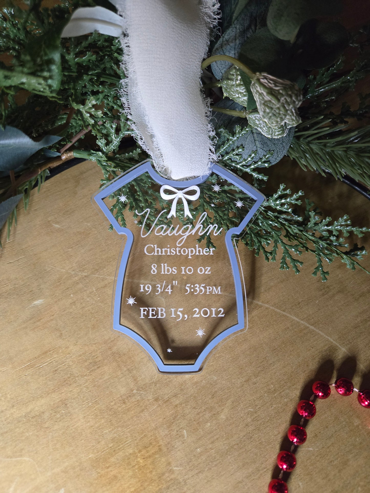Personalized Baby Onesie Ornament – Custom Acrylic Newborn Keepsake