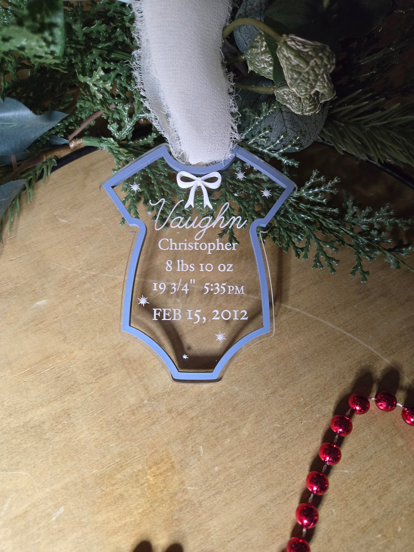 Personalized Baby Onesie Ornament – Custom Acrylic Newborn Keepsake