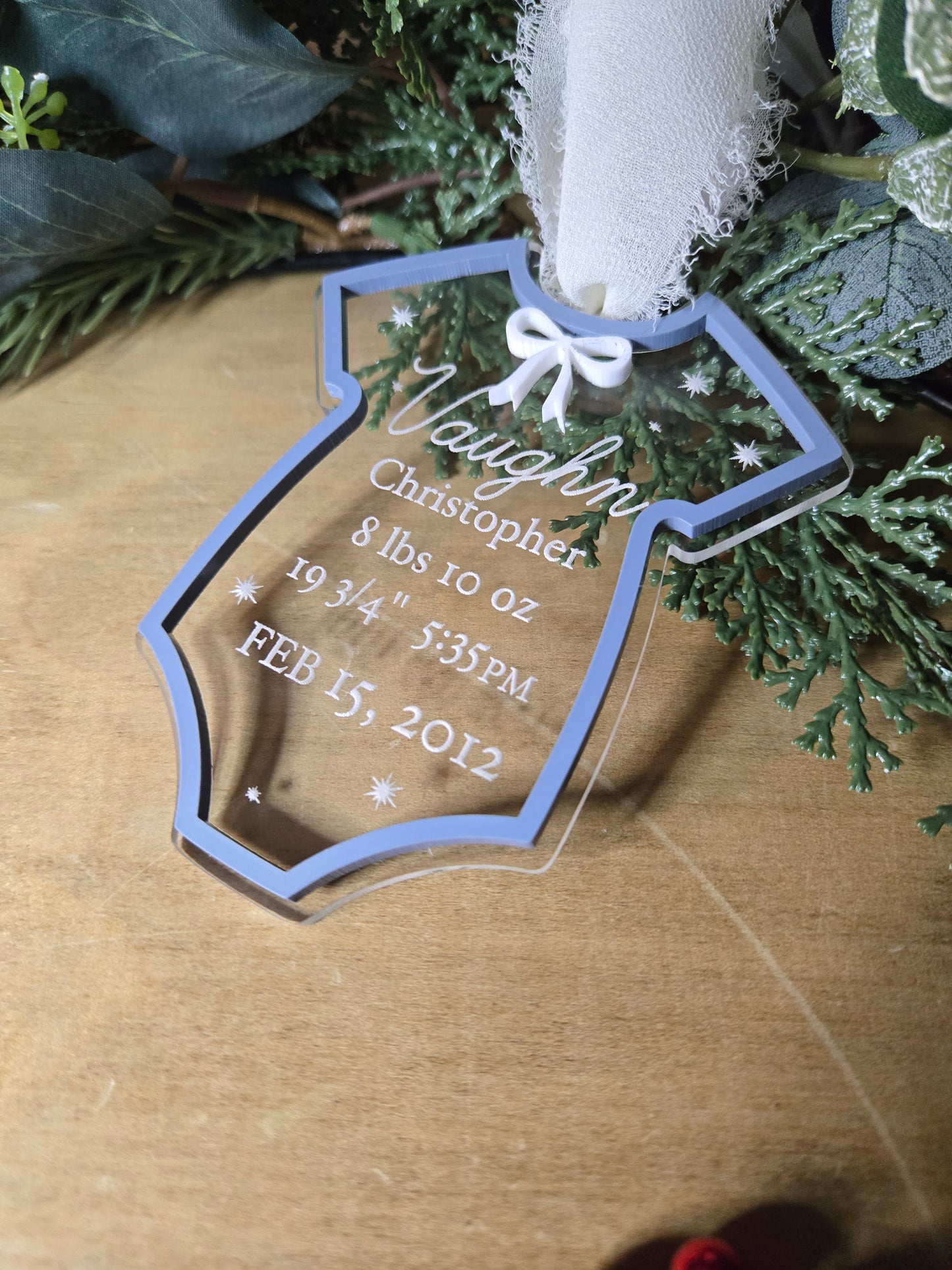 Personalized Baby Onesie Ornament – Custom Acrylic Newborn Keepsake