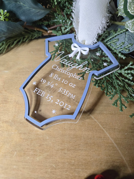 Personalized Baby Onesie Ornament – Custom Acrylic Newborn Keepsake