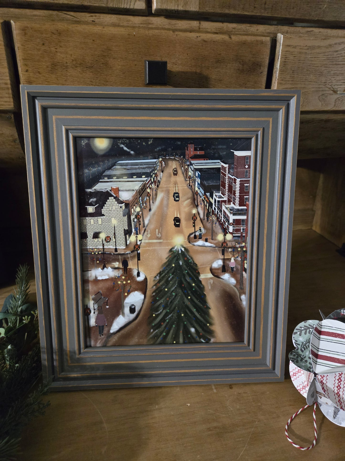 Kenora Christmas Tree Art Print – Downtown Holiday Scene 8"x10"