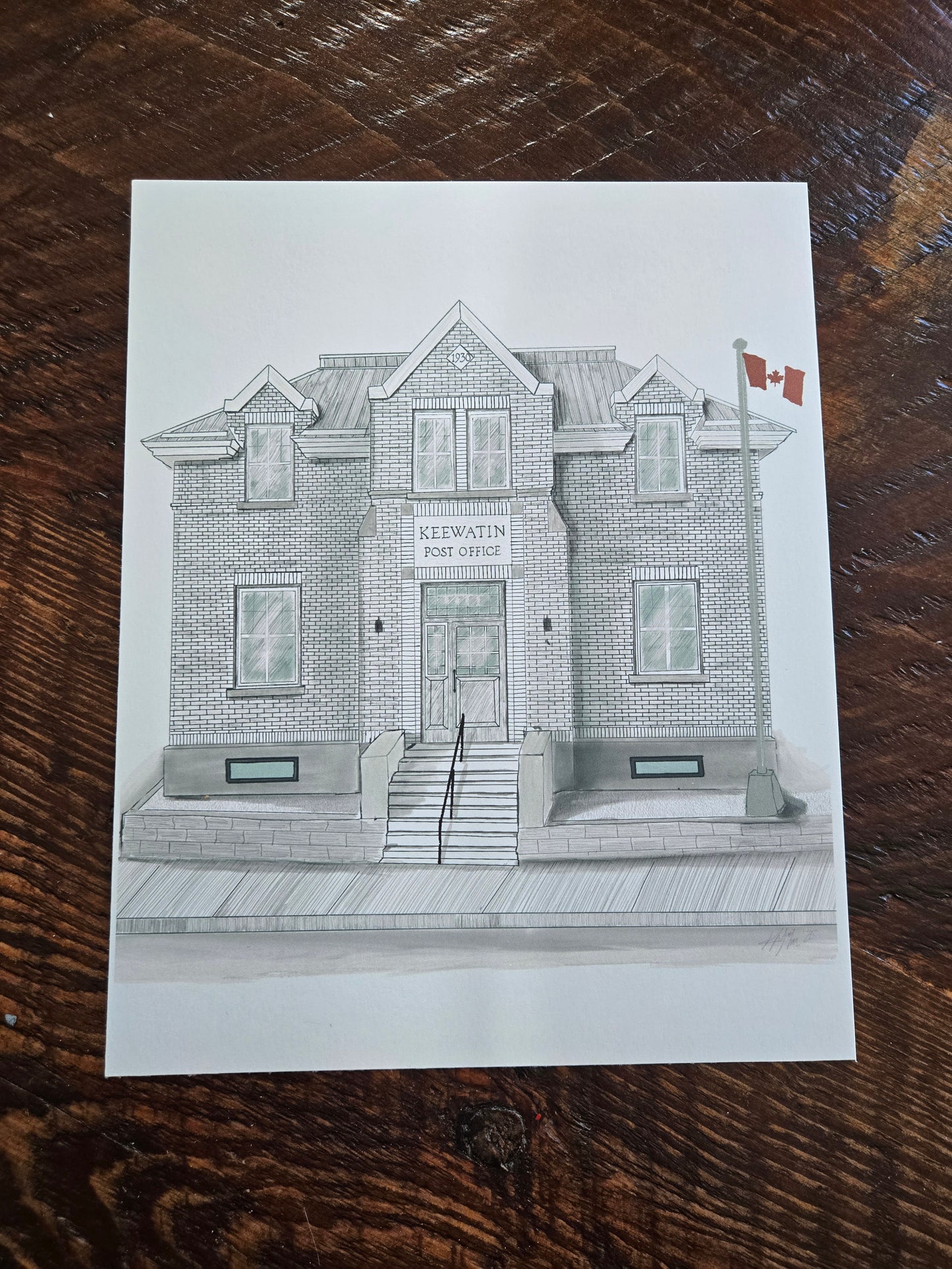 Keewatin Post Office Art Print – Original Post Office building  Black and White