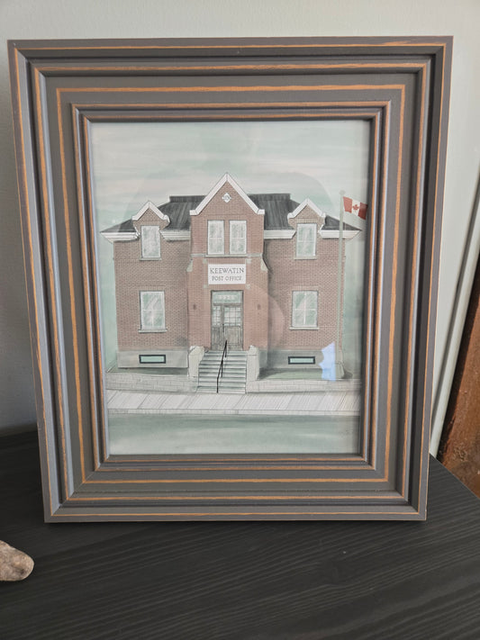 Keewatin Post Office Art Print – Original Post Office building Watercolour