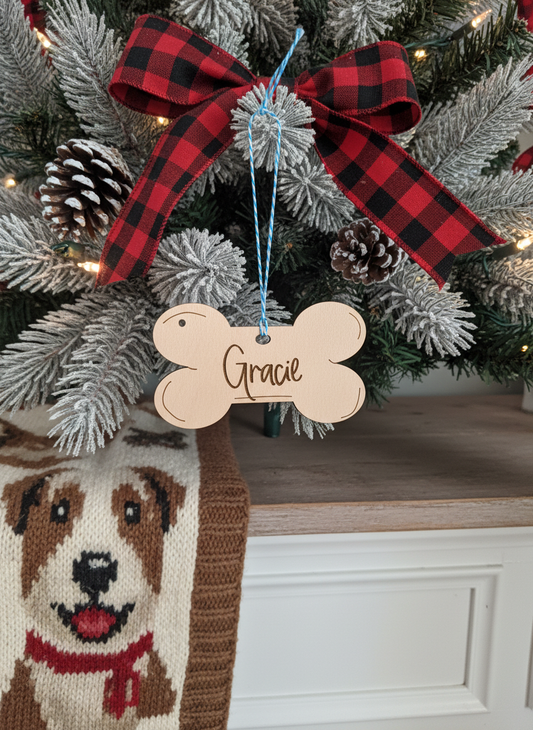 Dog Basket Tag or Tree Ornament in warm, inviting setting