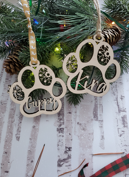 Dog Paw Ornament in warm, heartfelt setting